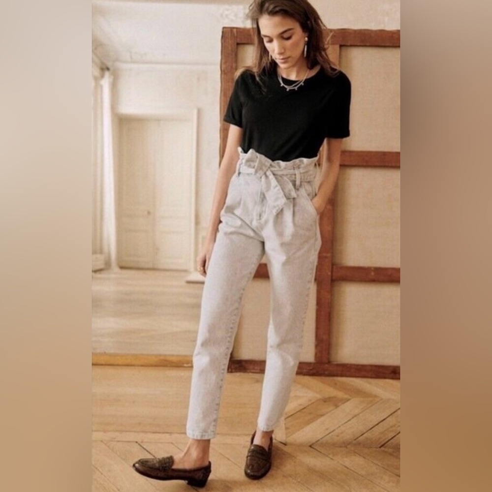 Sezane Light Gray Cropped Pants